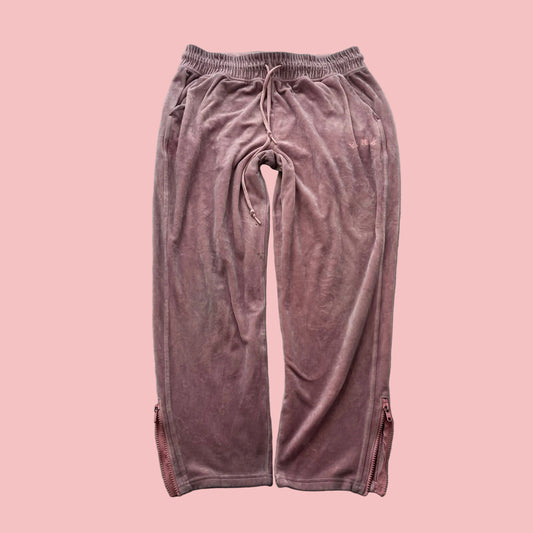 Victoria's Secret PINK Women Mauve Velour Jogger Sweatpants Ankle Zip Size L