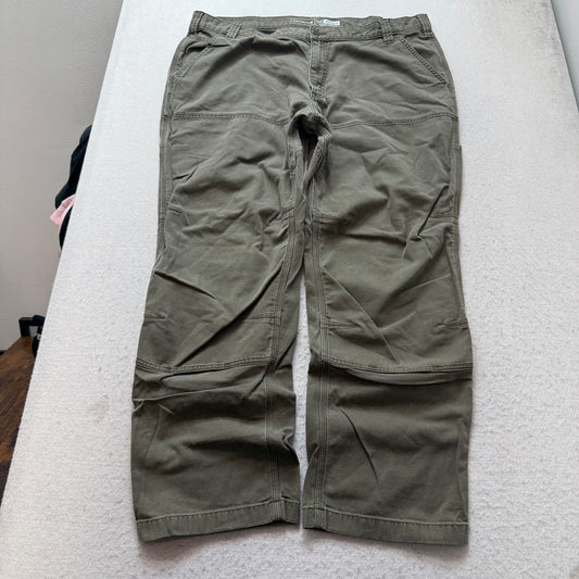 Carhartt Relaxed Fit Mens Olive Green Washed-Duck Double Knee Work Pants - 40x30