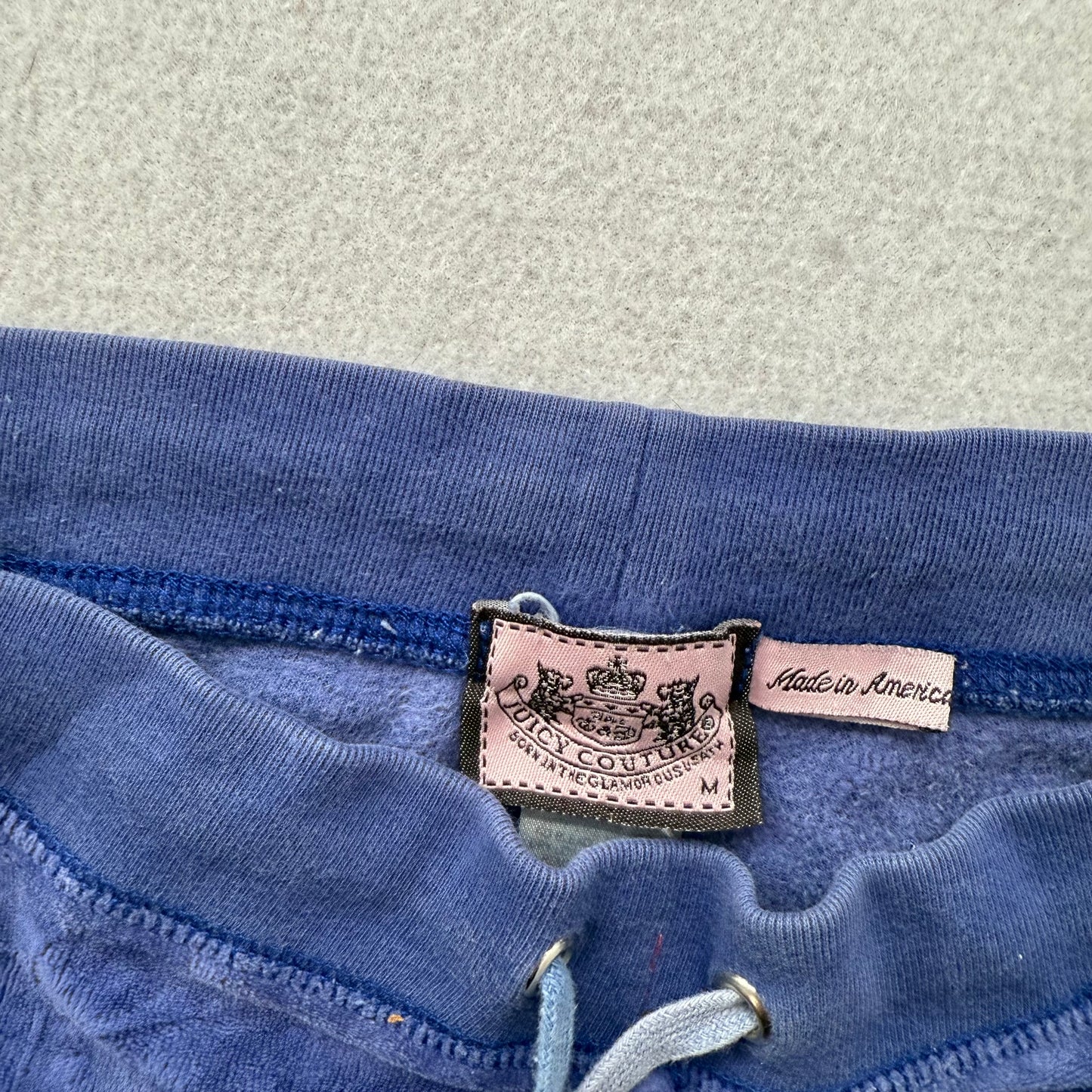 Juicy Couture Women Blue Velour Flare Track Pants Embroidered Logo Casual Size M
