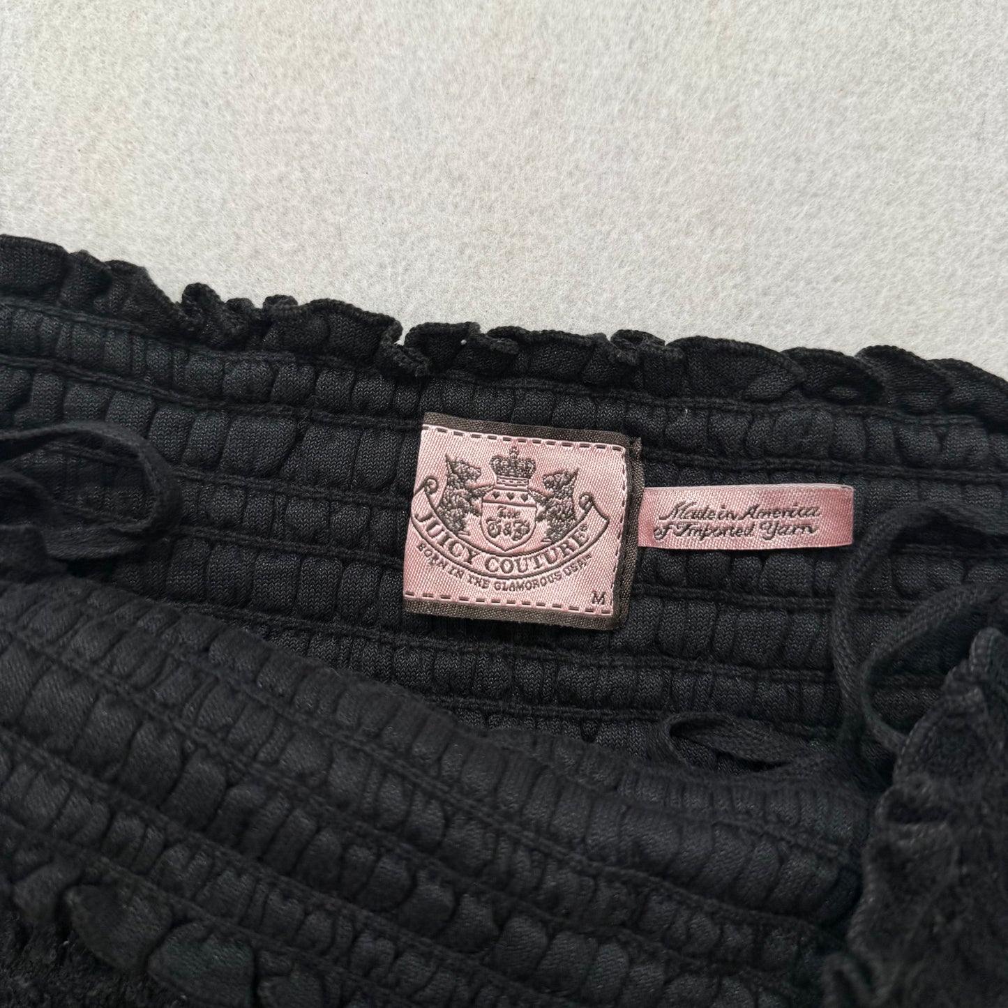 Juicy Couture Women's Black Terry Cloth Smocked Tube Dress Strapless Y2k Size M