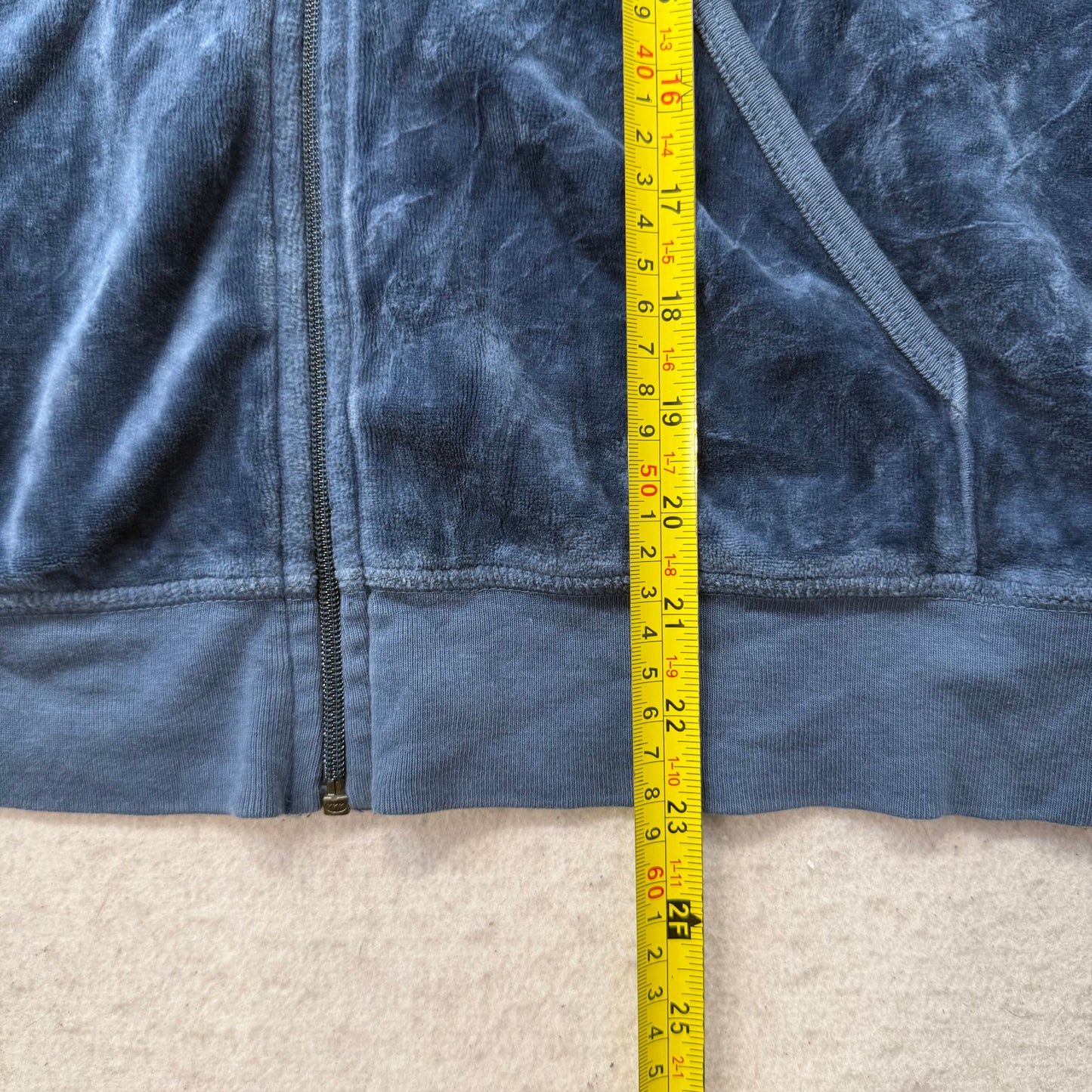 Juicy Couture Womens Navy Velour Zip-Up Maternity Hoodie Kangaroo Pockets Size P