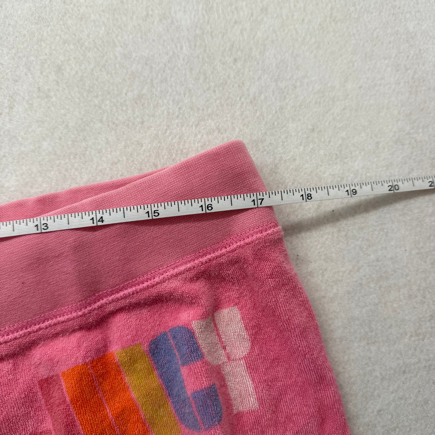 Vintage Juicy Couture pink terry cloth flare capri pants size L