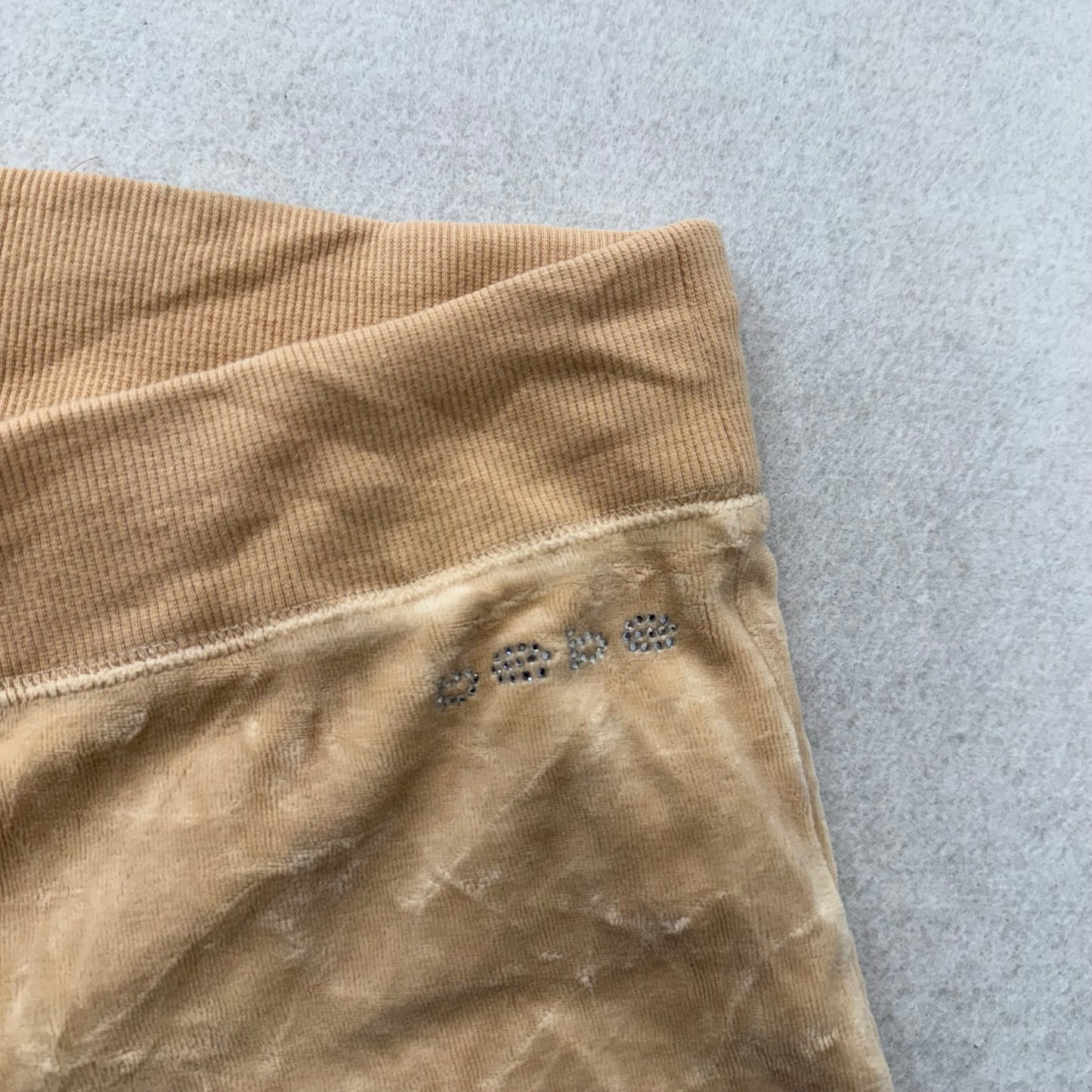 Bebe Women's Tan Velour Flared Wide Leg Track Pant Drawstring Loungewear Size M