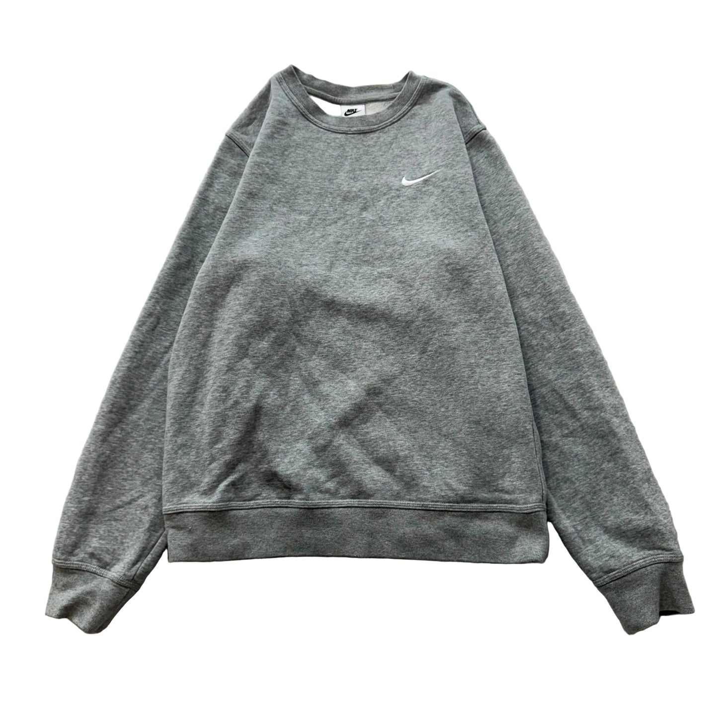 Nike Men's Gray Fleece Athletic Sweatshirt Swoosh Embroidered Logo Casual Size S