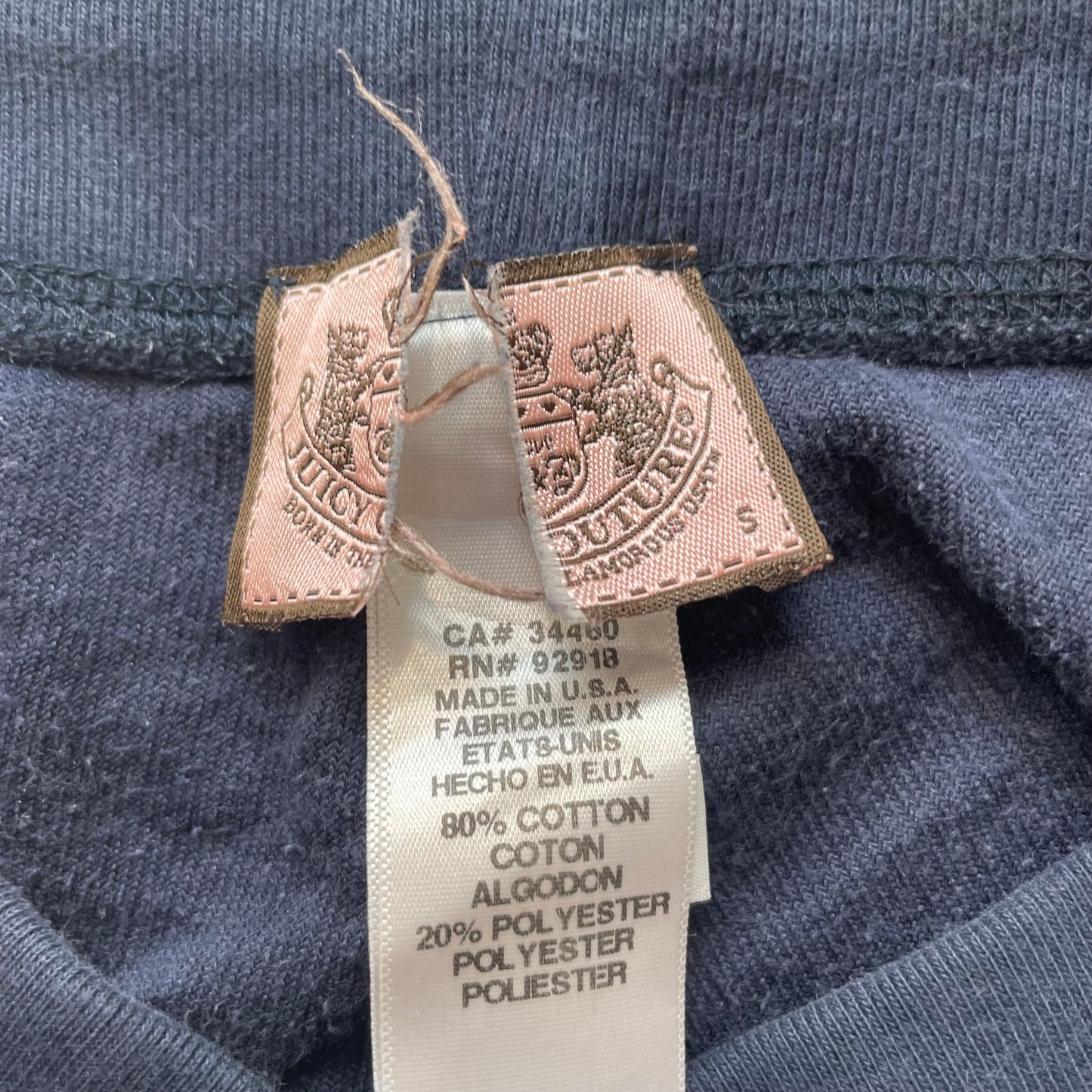 Vintage Juicy Couture Women's Navy Terry Cloth Wide Leg Capri Pant Logo Size S