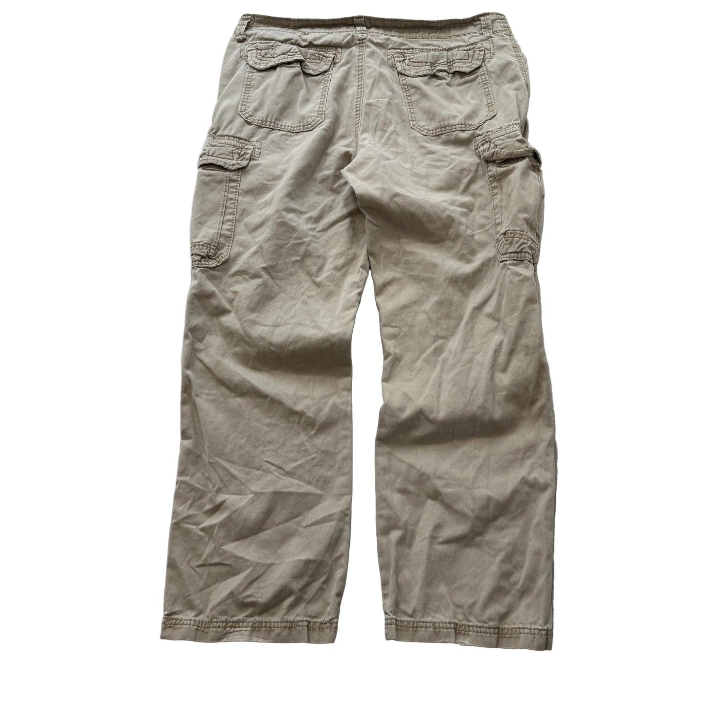 Unionbay Men's Khaki Cotton Straight Leg Cargo Pants Pockets Outdoor Size 38