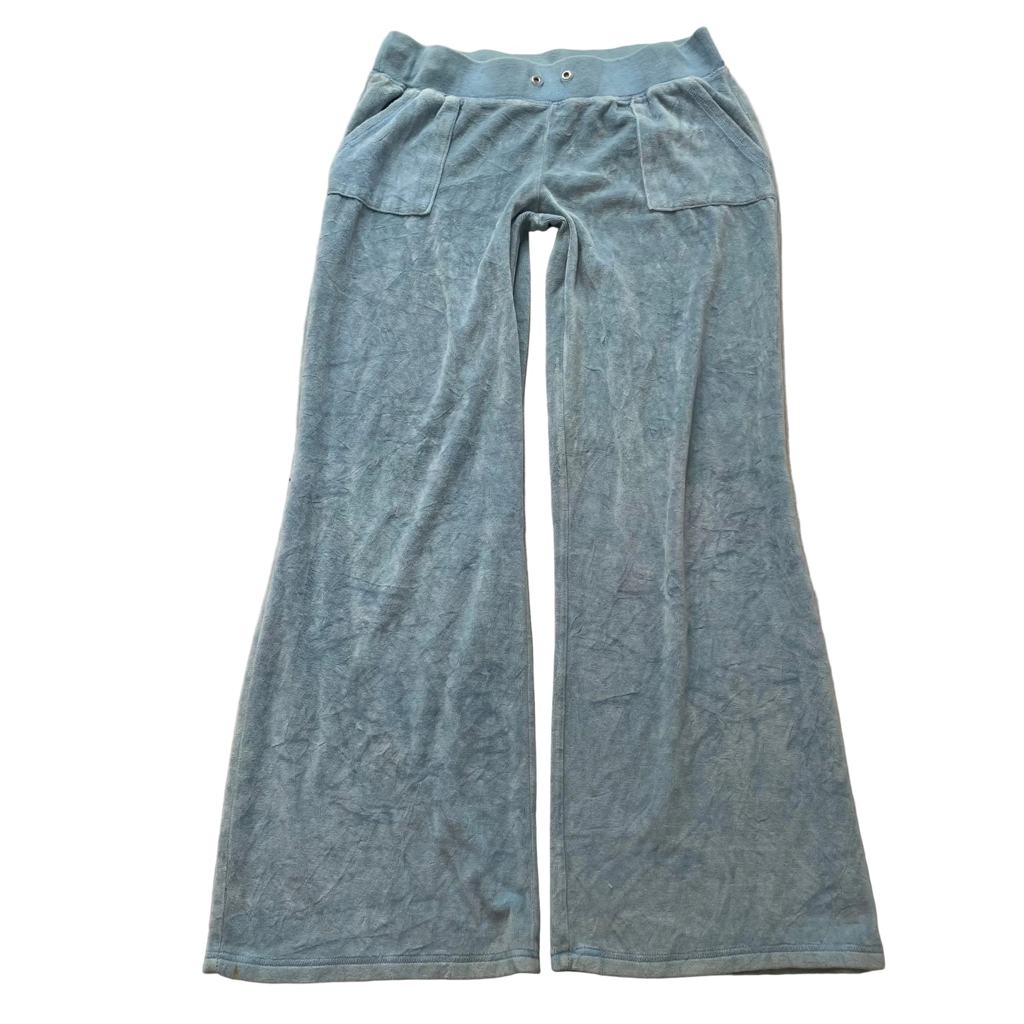 Juicy Couture Women's powder Blue Velour Flared Track Pant Front Pockets Size M