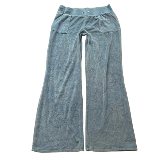 Juicy Couture Women's powder Blue Velour Flared Track Pant Front Pockets Size M
