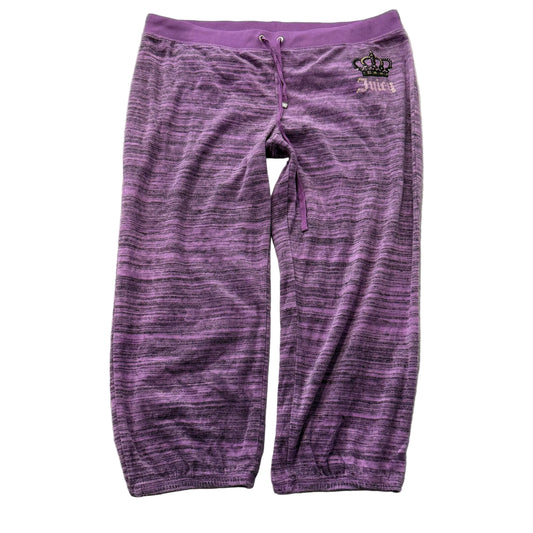 Juicy Couture Women's Purple Space Dye Velour Capris Pants Crown Logo Size L