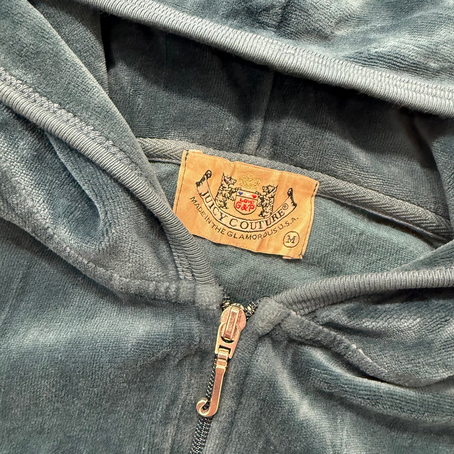 2003 Vintage Juicy Couture “Scottie Dogs” Deep Pine Green Velour Hoodie Size M
