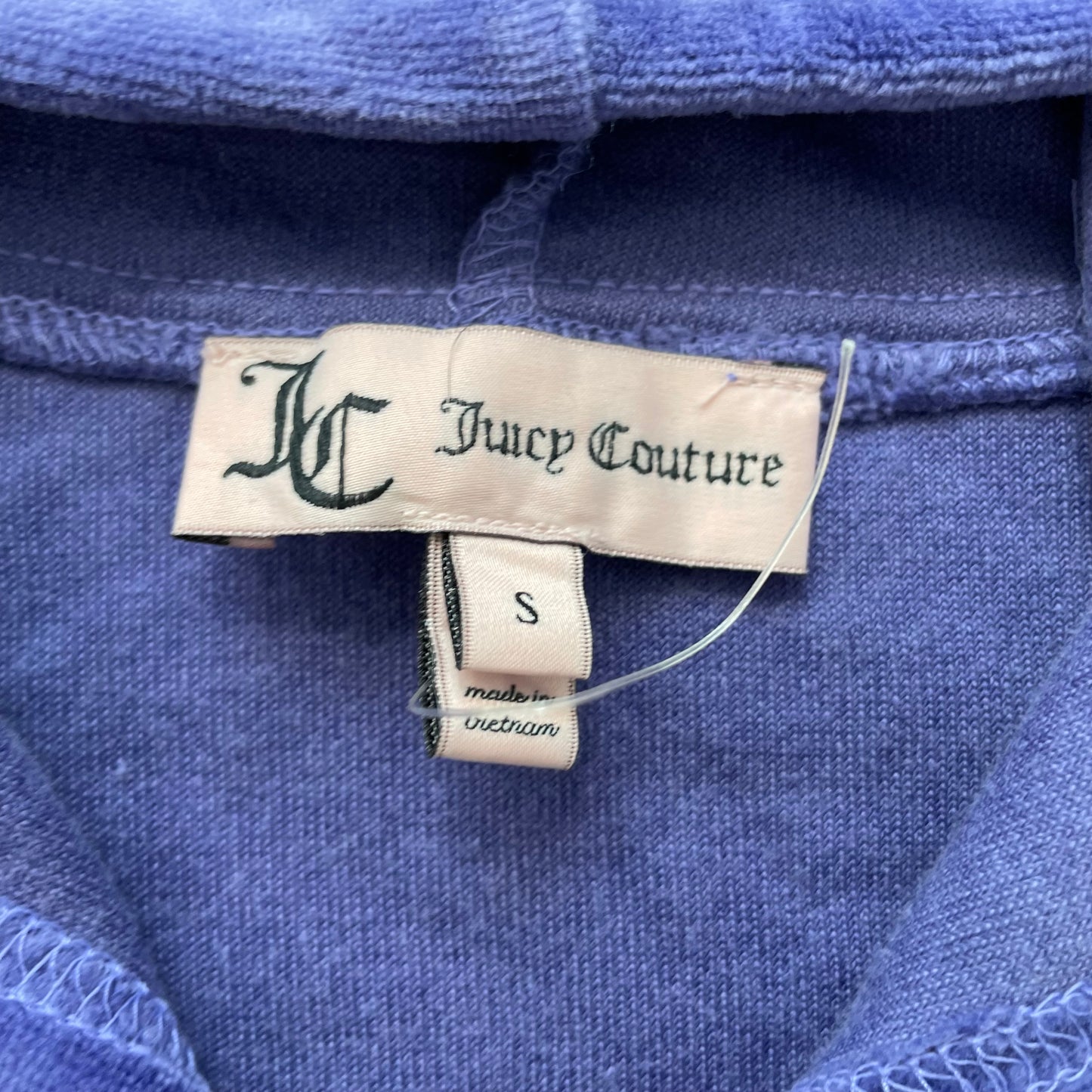 Juicy Couture Women's Indigo Velour Zip-Up Hoodie Drawstring Pockets Y2k Size S