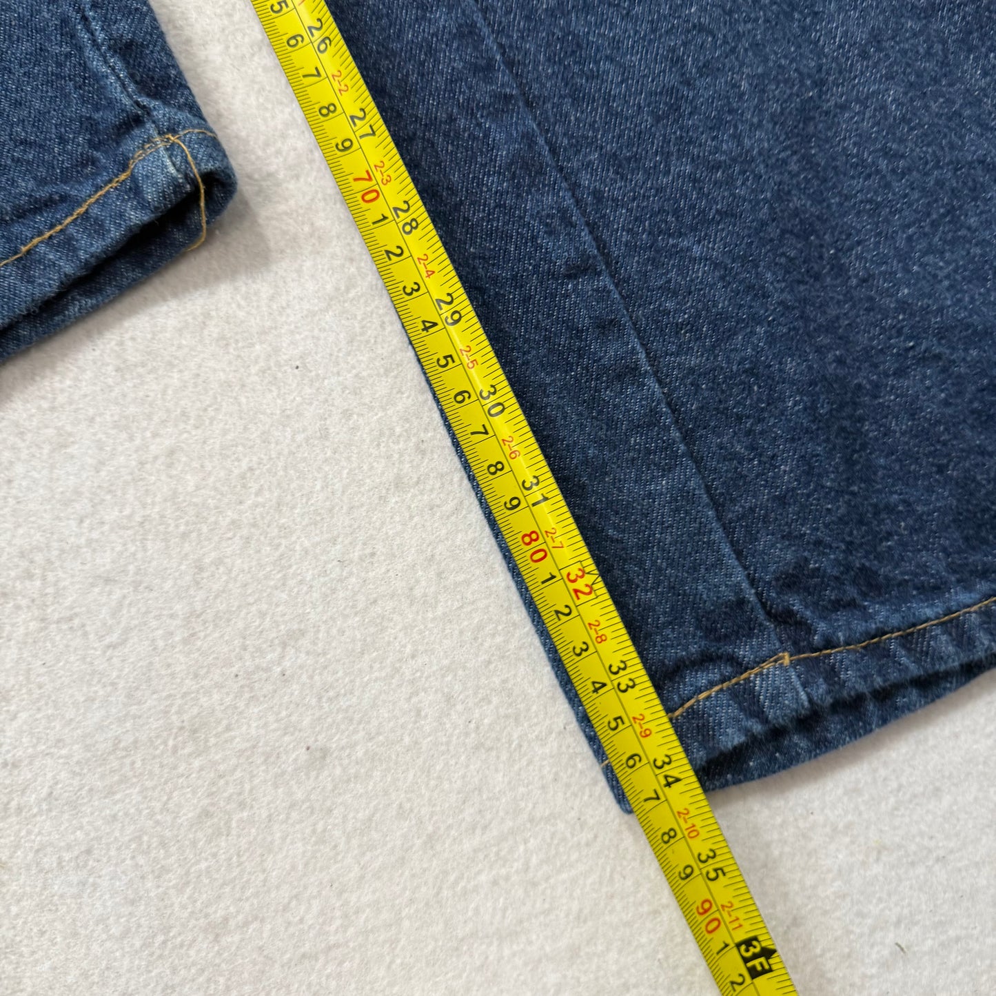 G&K Services Men Dark Blue Denim Straight Leg Industrial Workwear Jeans Waist 38
