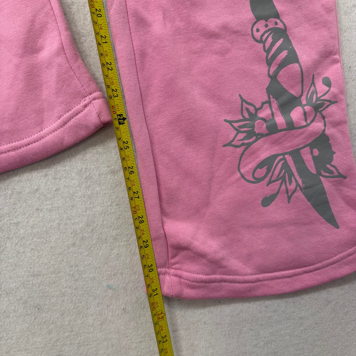 Ed Hardy Women's Bubblegum Pink Cotton Wide Leg Sweatpants Tiger Graphic Size S