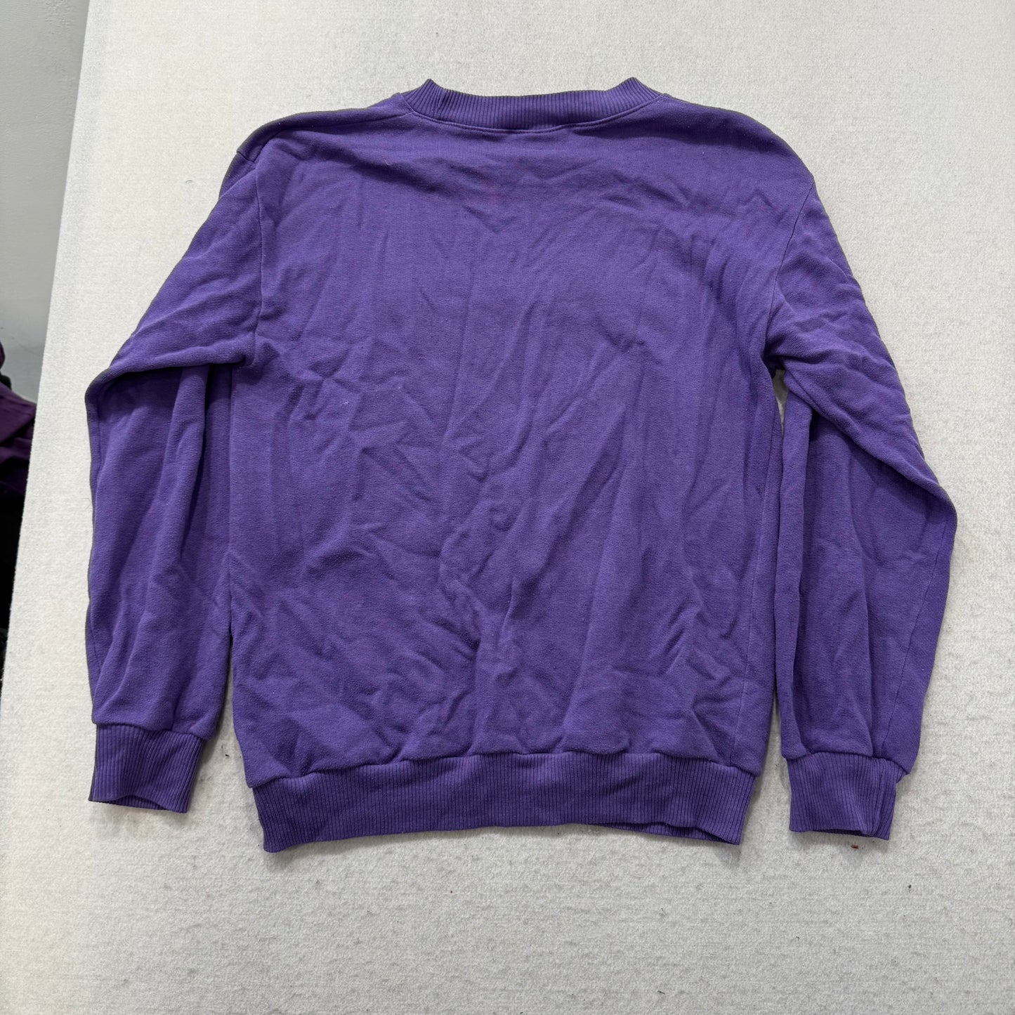 Benetton Unisex Purple 100% Cotton Sweatshirt Embroidered Spellout Logo Size S