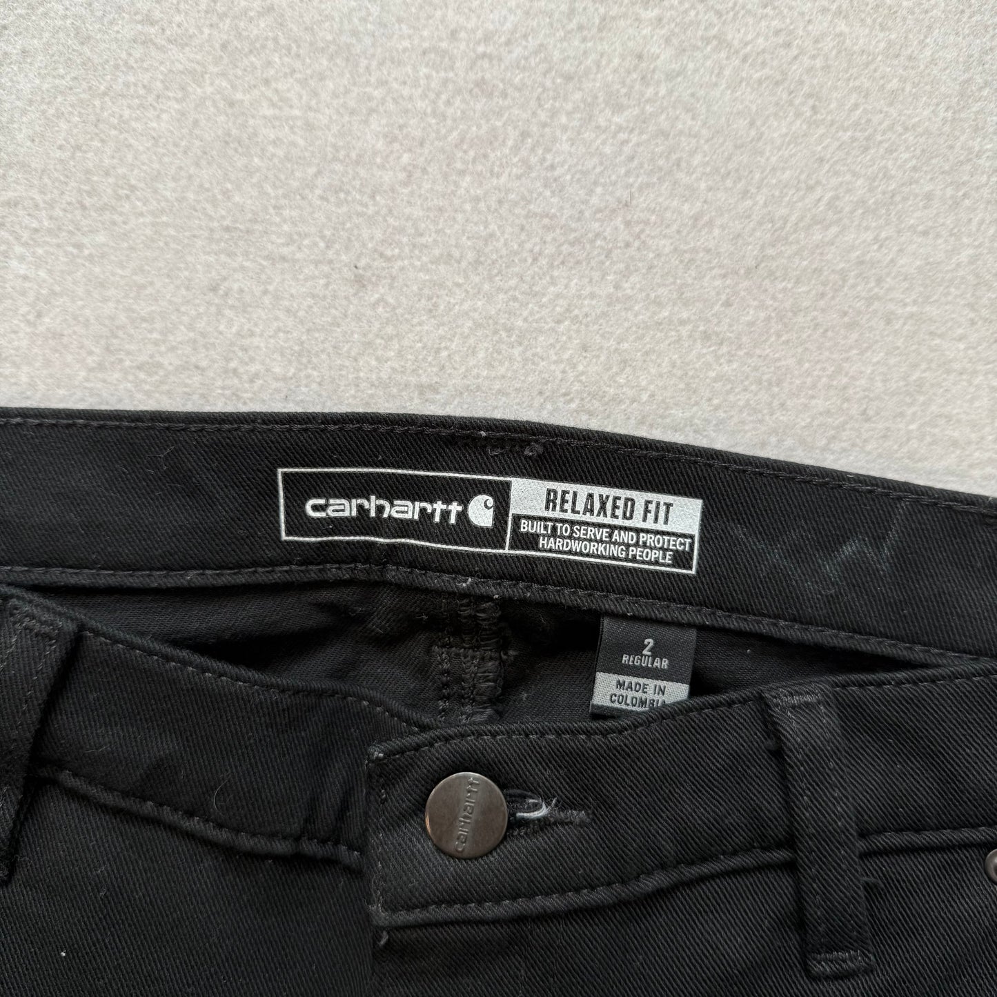 Carhartt Men's Black Cotton Relaxed Slim Fit Double-Knee Carpenter Pant Size 2