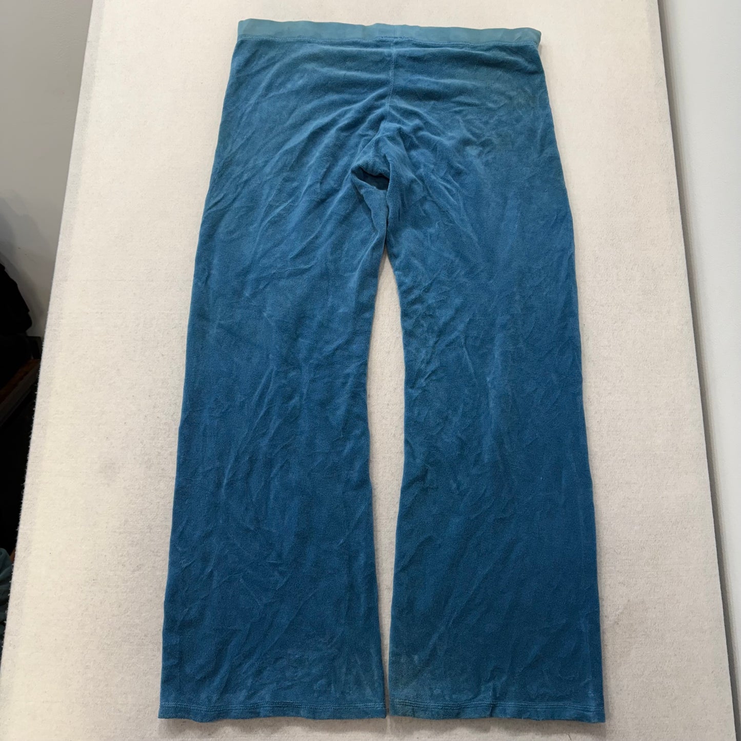 Vintage Juicy Couture Women's Steel Blue Terrycloth Wide Leg Track Pant Size L