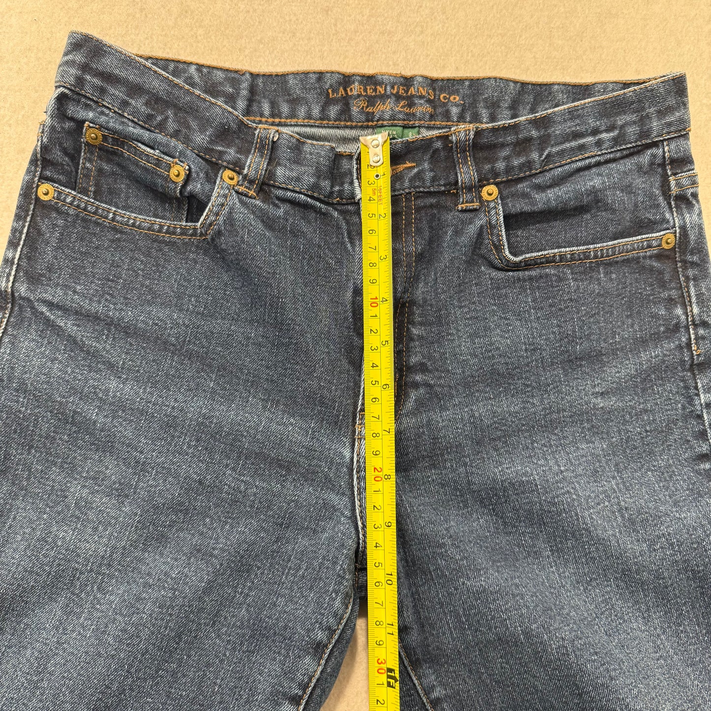 Ralph Lauren Men's Dark Wash Blue Denim Straight Cut Jeans Stretch Size 8