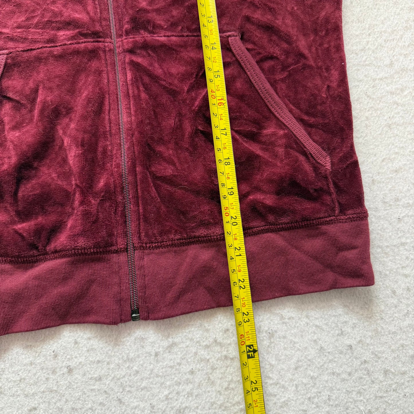 2003 Vintage Juicy Couture Women's Deep Burgundy Velour Full Zip Hoodie Size L