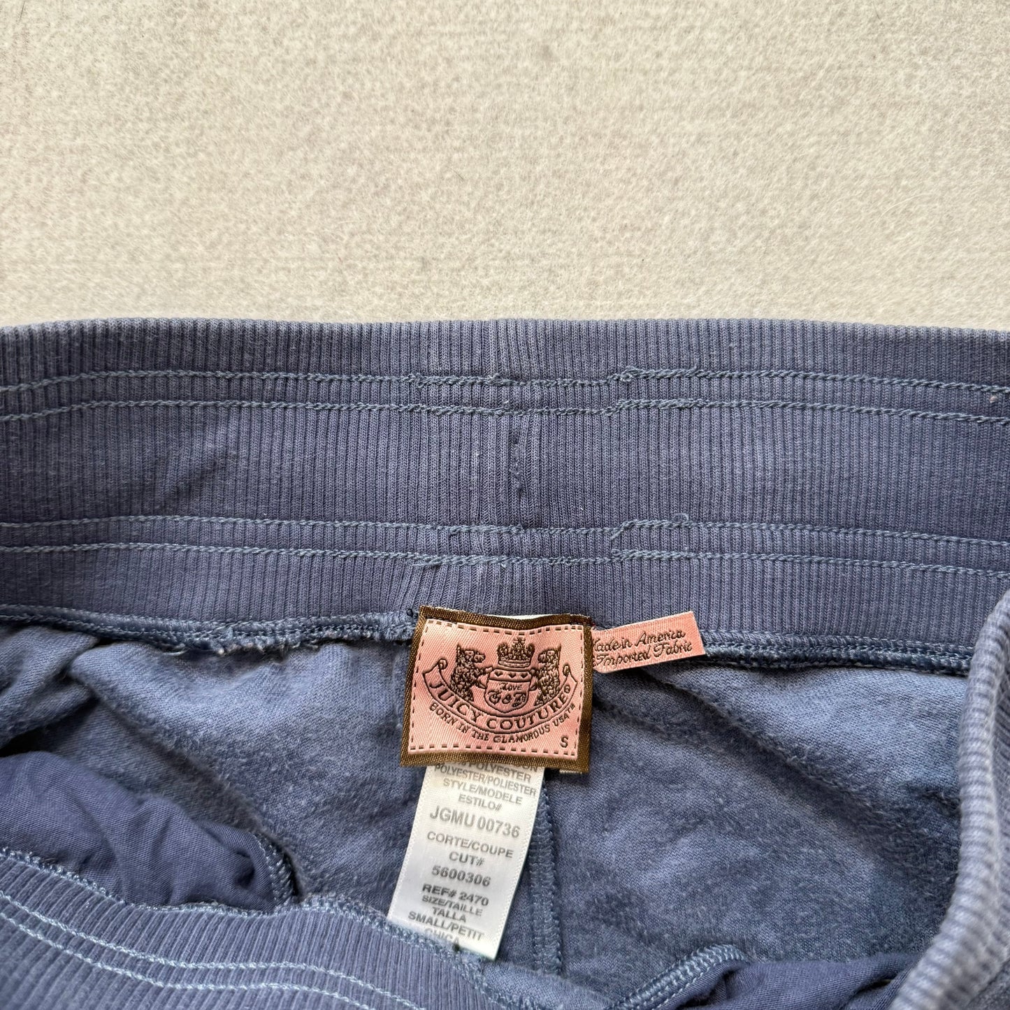 Vintage Juicy Couture Women's Slate Blue Velour Flared Track Pant Pockets Size S