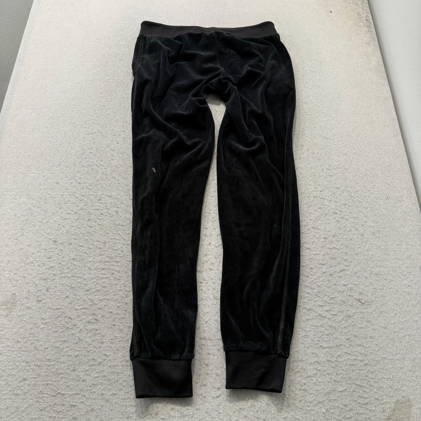 Juicy Couture Women's Black Velour Jogger Pants Elastic Waistband Drawstring - S