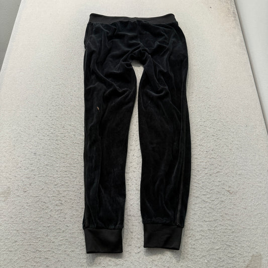 Juicy Couture Women's Black Velour Jogger Pants Elastic Waistband Drawstring - S