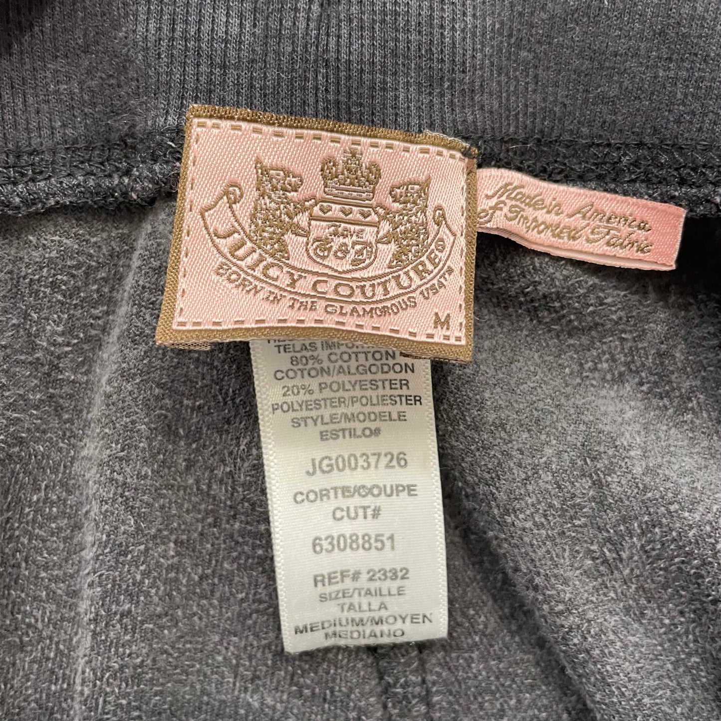 Juicy Couture Women's Charcoal Grey Velour Flared Track Pants Drawstring Size M
