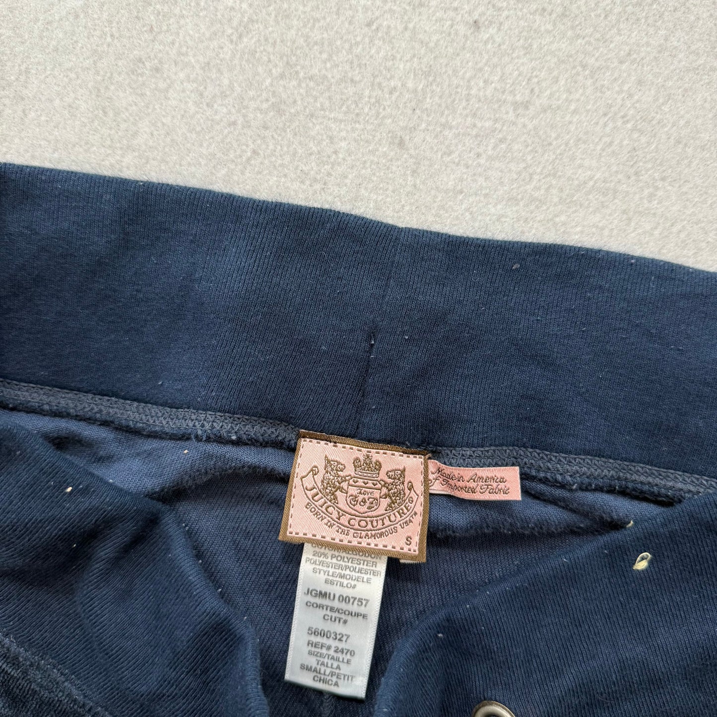 Vintage Juicy Couture Women's Navy Velour Flared Track Pant Drawstring Size S