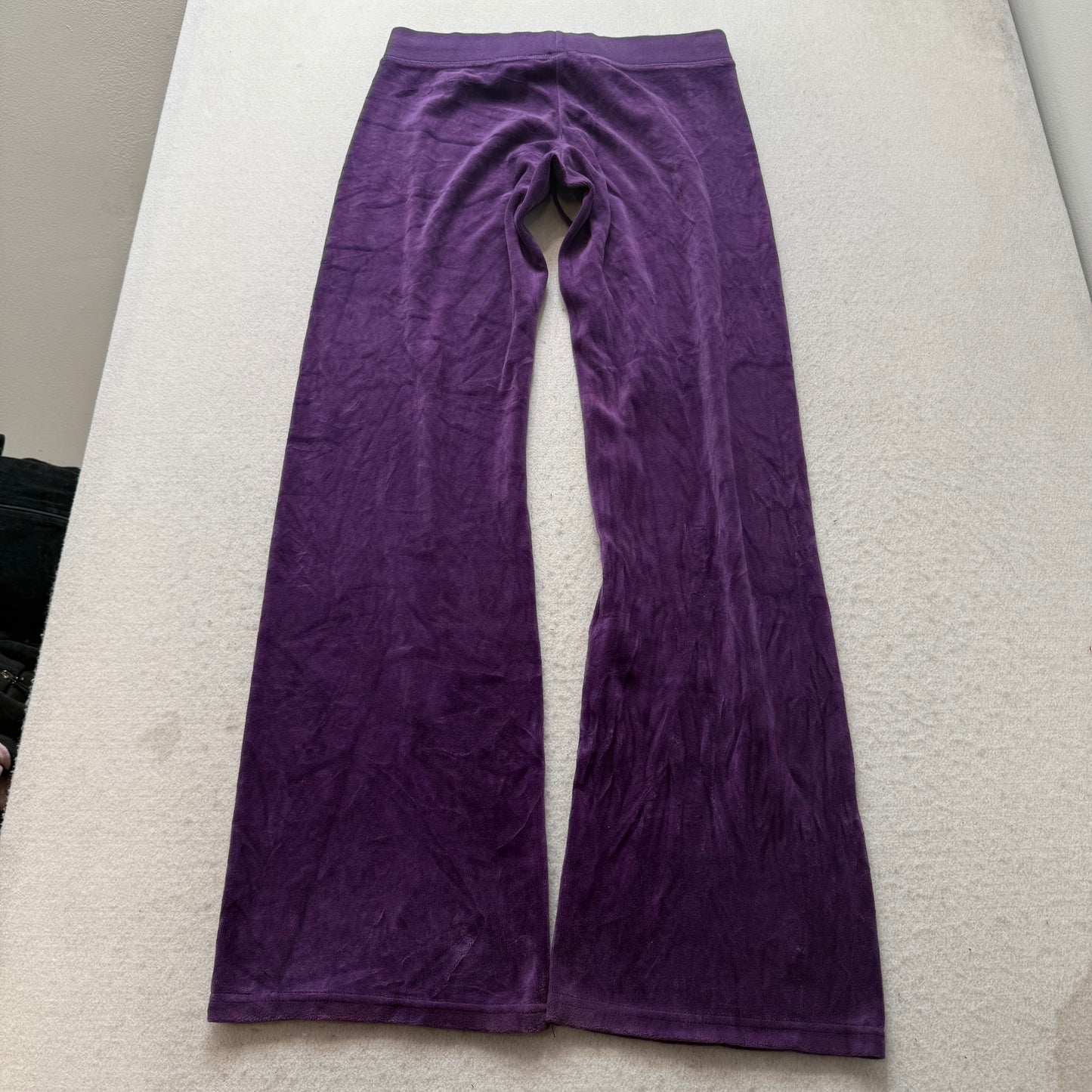Vintage Juicy Couture Women Deep Purple Velour Hoodie & Flared Pant Y2k Size L/S