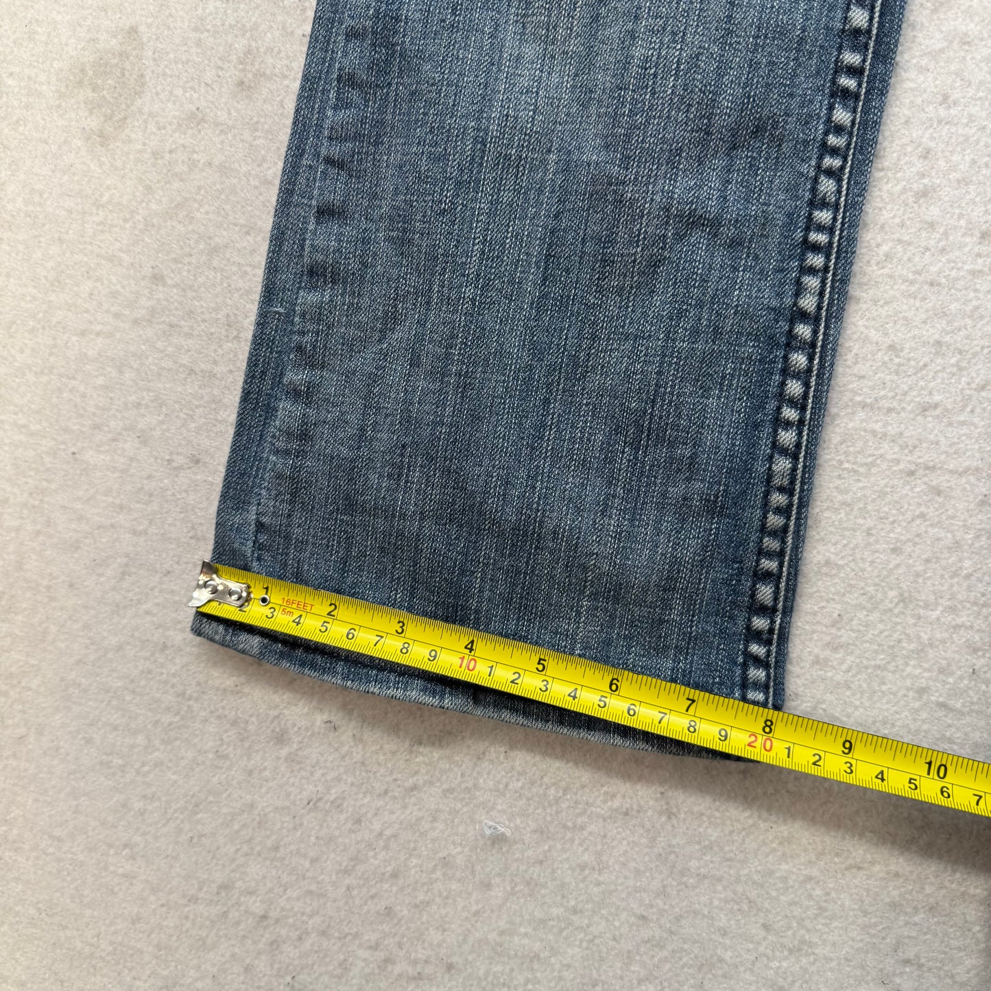 YASO Women's Blue Denim Distressed Bootcut Jeans Low Rise Pockets Y2K Size 5/6