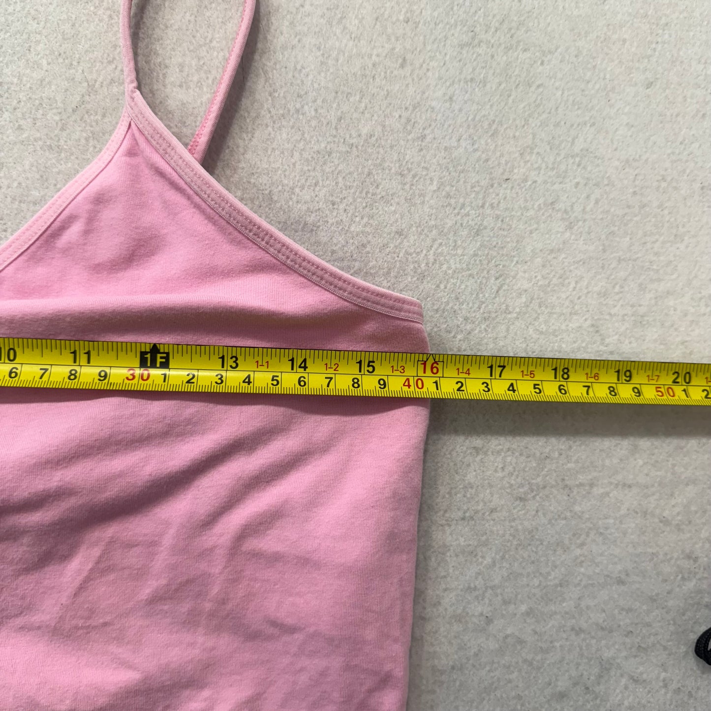 Dance Women's Baby Pink Cotton Camisole Tank Top V-Neck Embroidered Logo Size XL