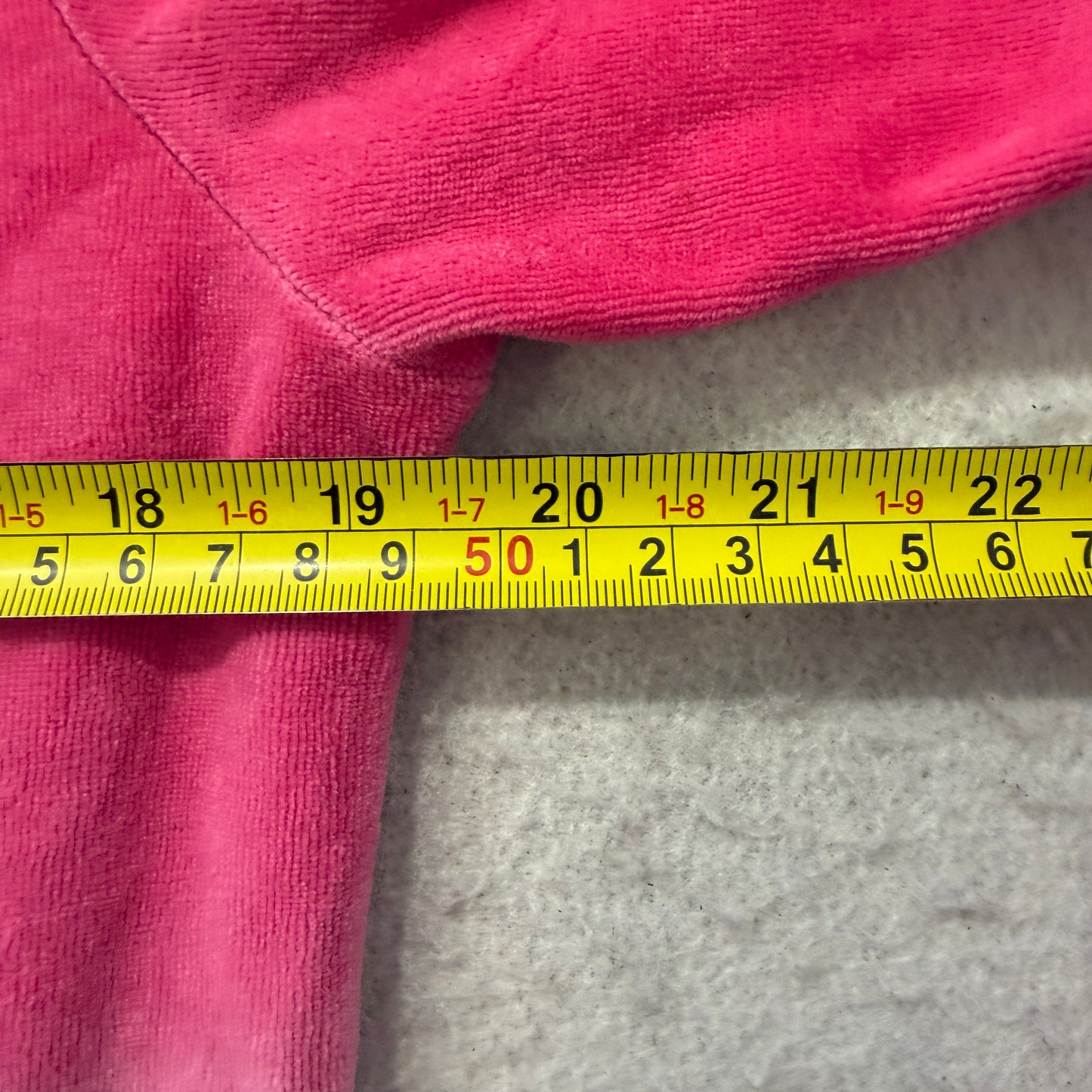 Vintage Juicy Couture Women's Pink Velour Zip-Up Faux Fur-Trimmed Hood Size L