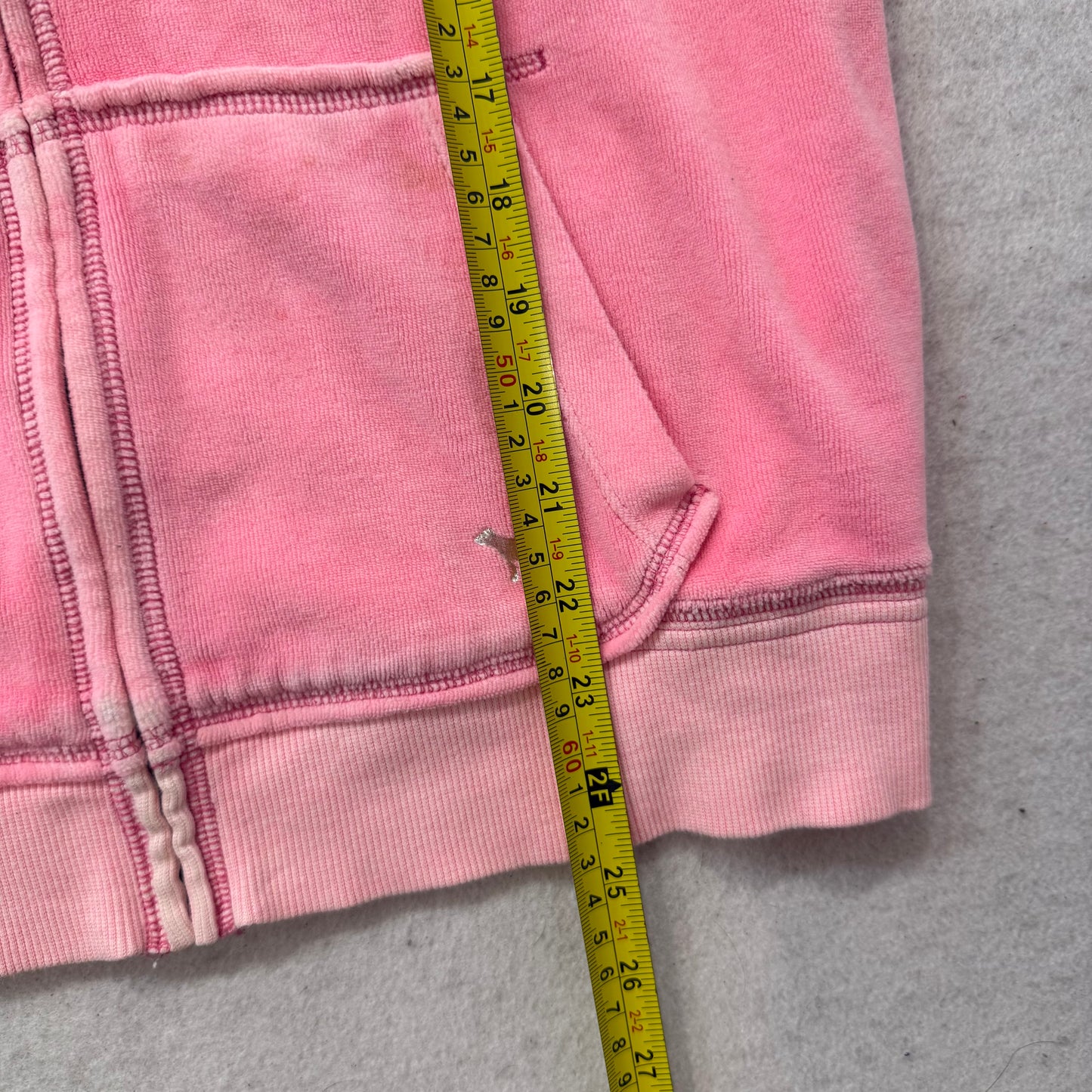 PINK Victoria's Secret Women's Pink Velour Zip-Up Hoodie Long Sleeves Size L