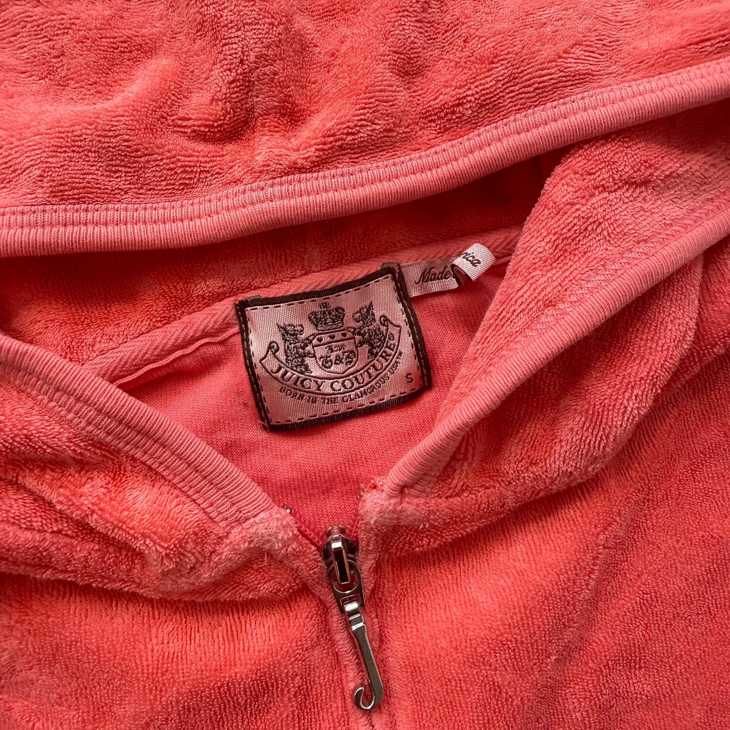 Vintage Juicy Couture Women's Guava Terrycloth Zip Up Hoodie Loungewear Size S