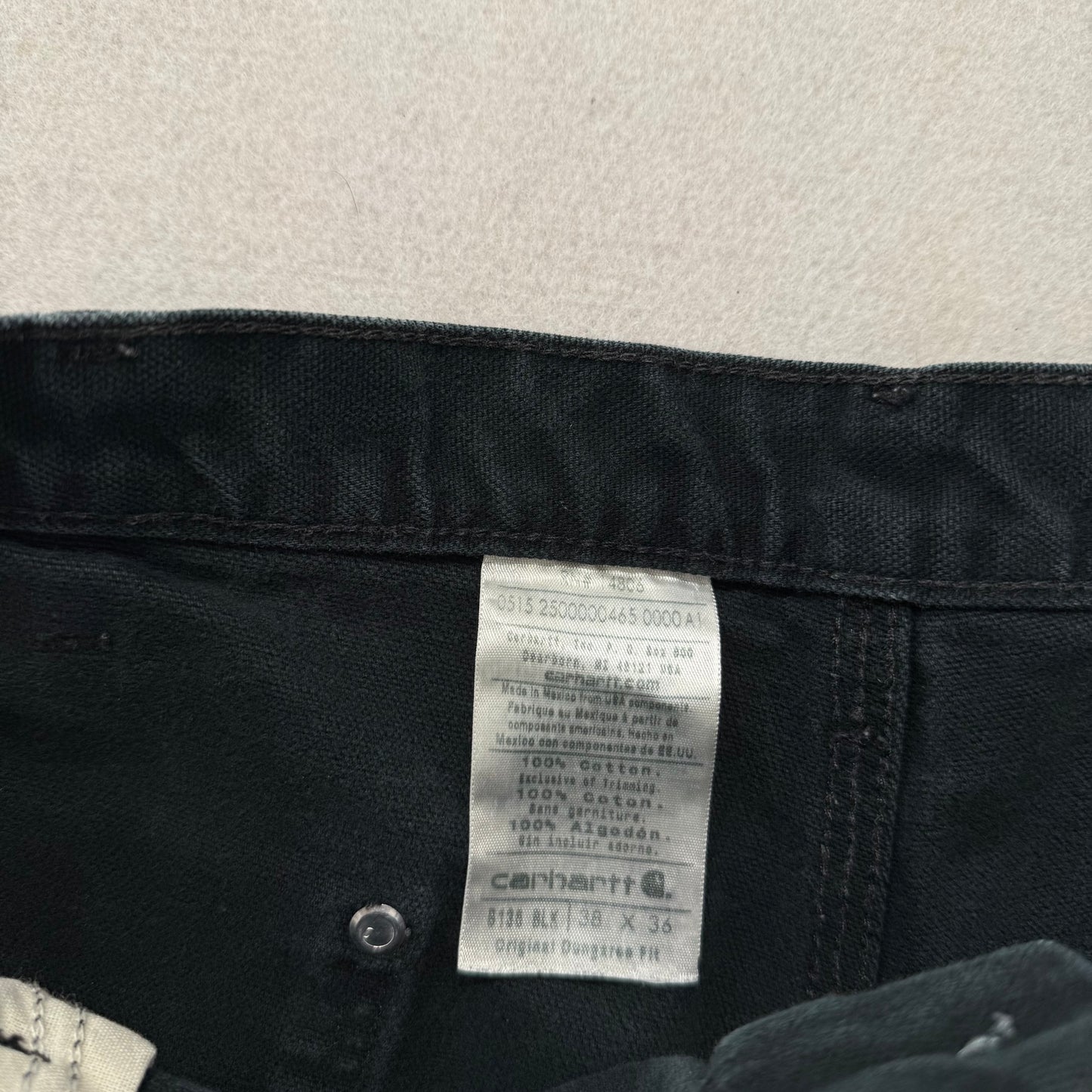 Carhartt Men's Black Washed-Duck Double Knee Work Pants Dungaree Fit Size 38
