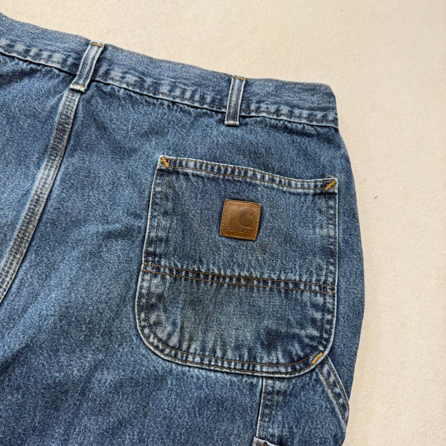 Carhartt Blue Denim Carpenter Dungaree Fit Jeans Utility Pockets Size 40x30