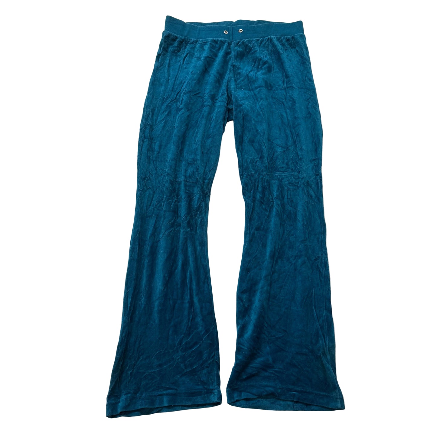 Vintage Juicy Couture Women Dark Teal Velour Flared Track Pant Loungewear Size L