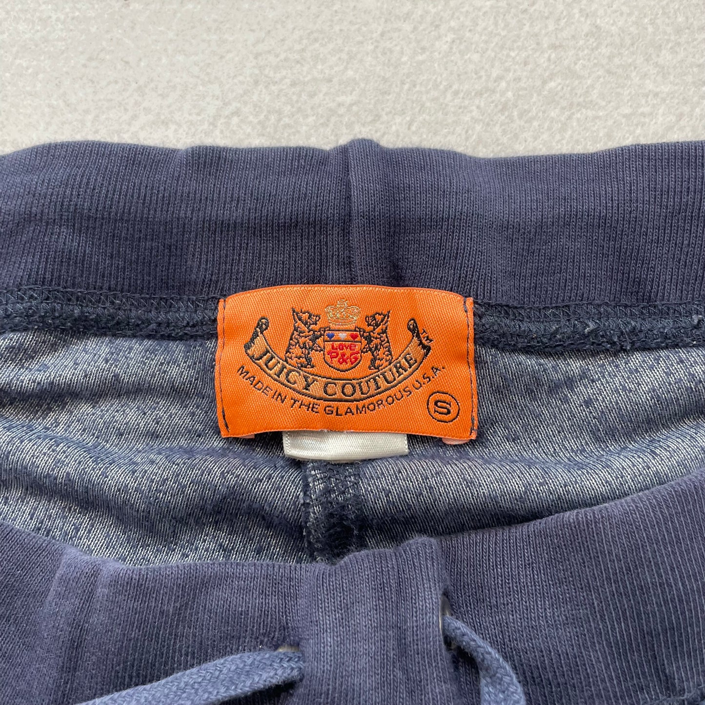 2003 Vintage Juicy Couture Women Navy Velour Flared Track Pant Drawstring Size S