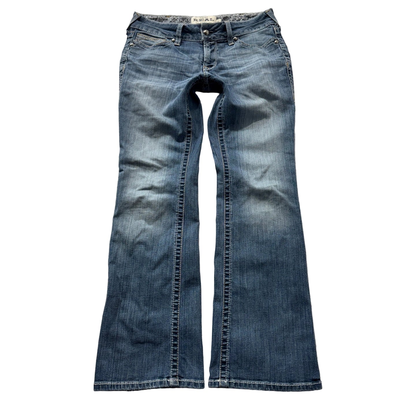 Ariat REAL Denim Women's Blue Bootcut Denim Jeans Pocket Classic Zip-Fly Size 29