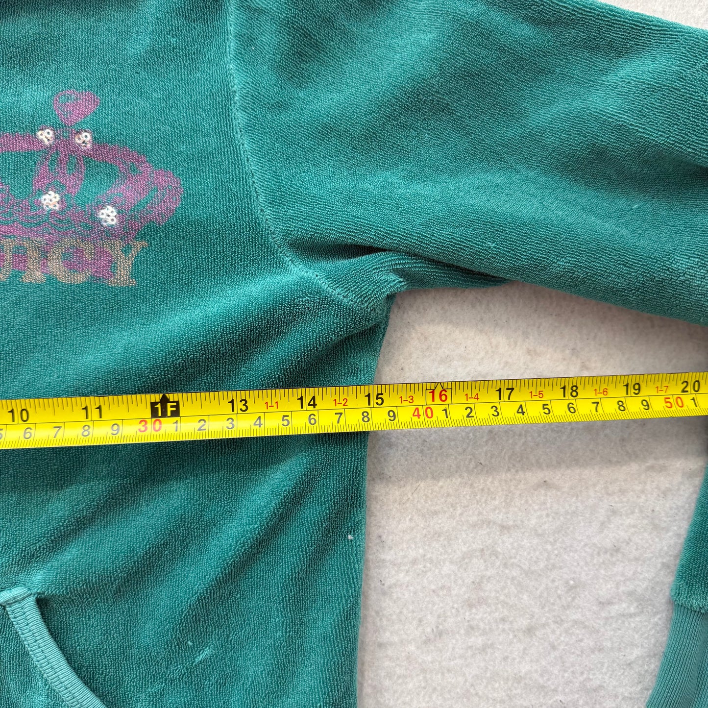 Juicy Couture Women's Blue-Green Terry cloth Tracksuit Set Hoodie & Pant Size 12