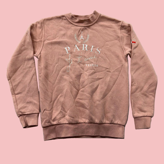 Paris Tour D'Or Womens Dusty Pink Fleece Sweatshirt Embroidered Crewneck Size XS