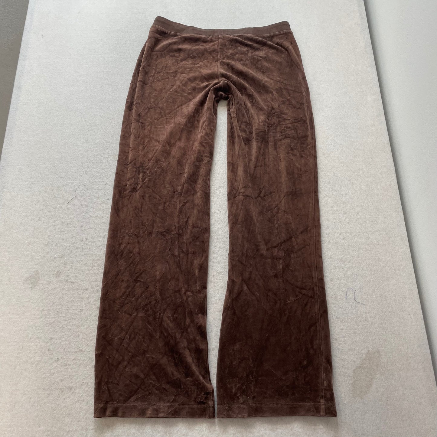 Vintage Juicy Couture Women Dark Brown Velour Flare Track Pant Drawstring Size L