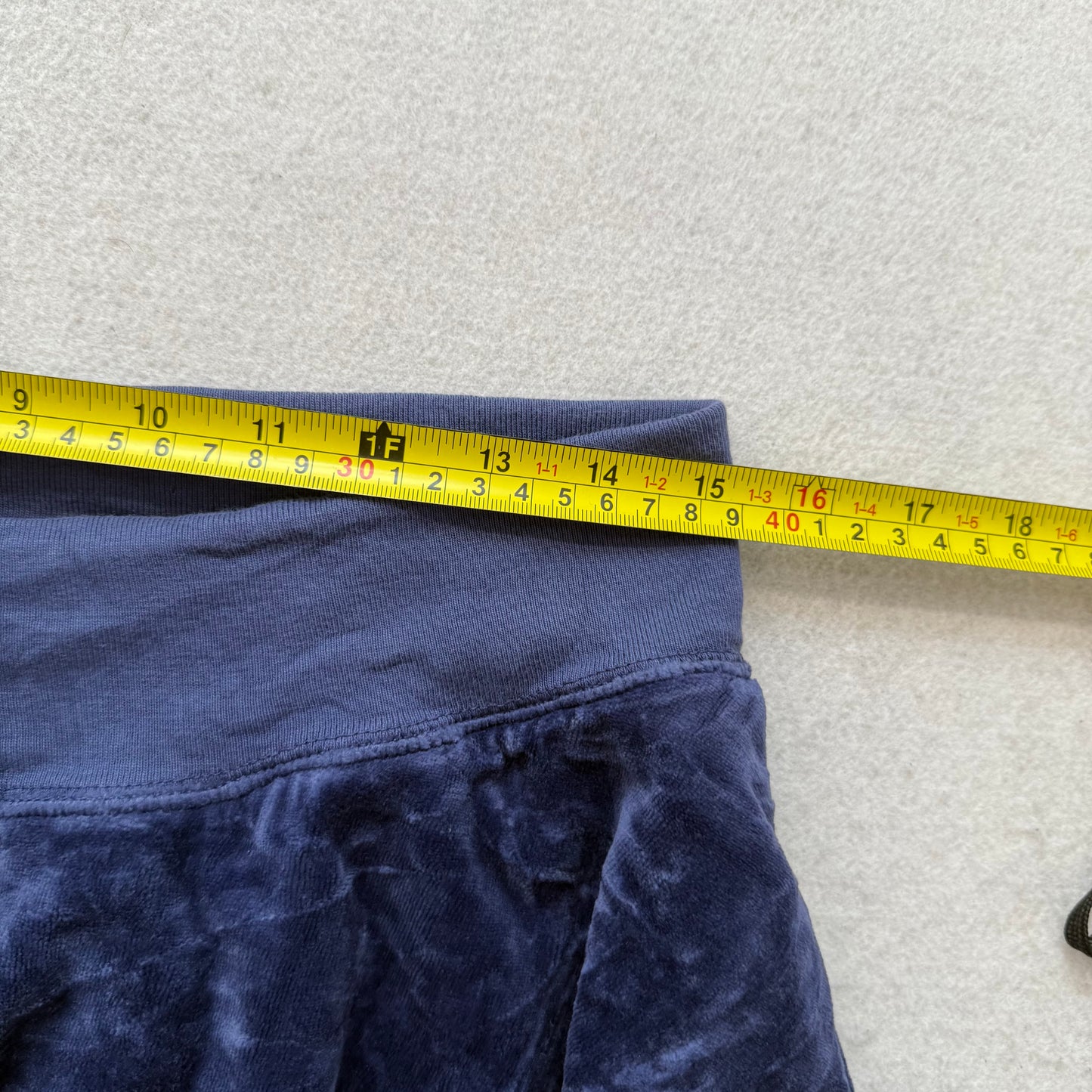 2003 Vintage Juicy Couture Women Navy Velour Tiered Mini Skirt Drawstring Size M