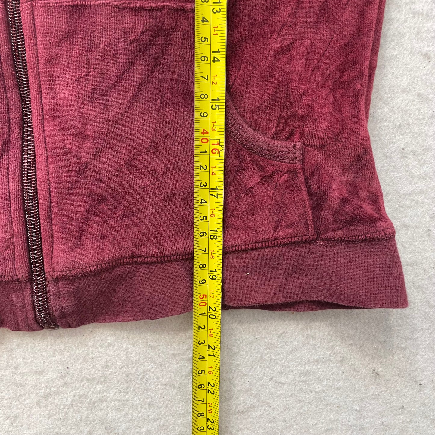 Juicy Couture Burgundy Velour Tracksuit Set Zip-Up Hoodie Drawstring Pant Size S