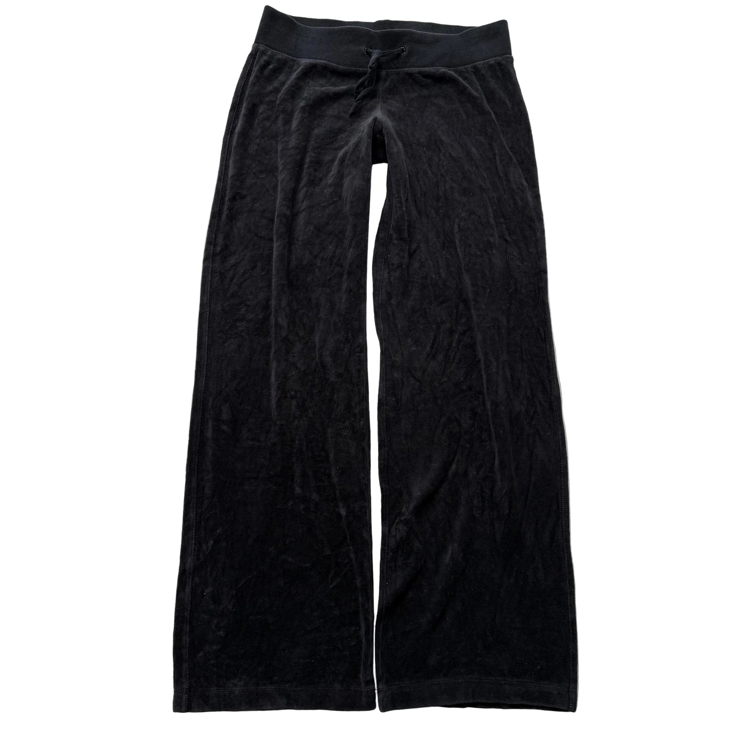 Vintage Juicy Couture Women's Black Velour Flared Track Pant Drawstring Size S