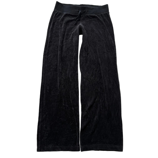 Vintage Juicy Couture Women's Black Velour Flared Track Pant Drawstring Size S