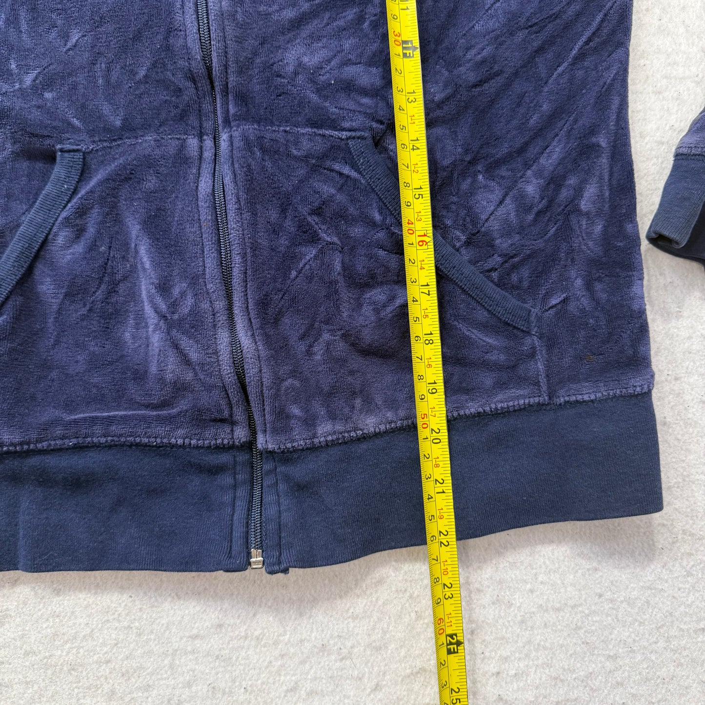 Vintage Juicy Couture Scottie Dogs Women's Navy Velour Zip-Up Hoodie Logo Size L