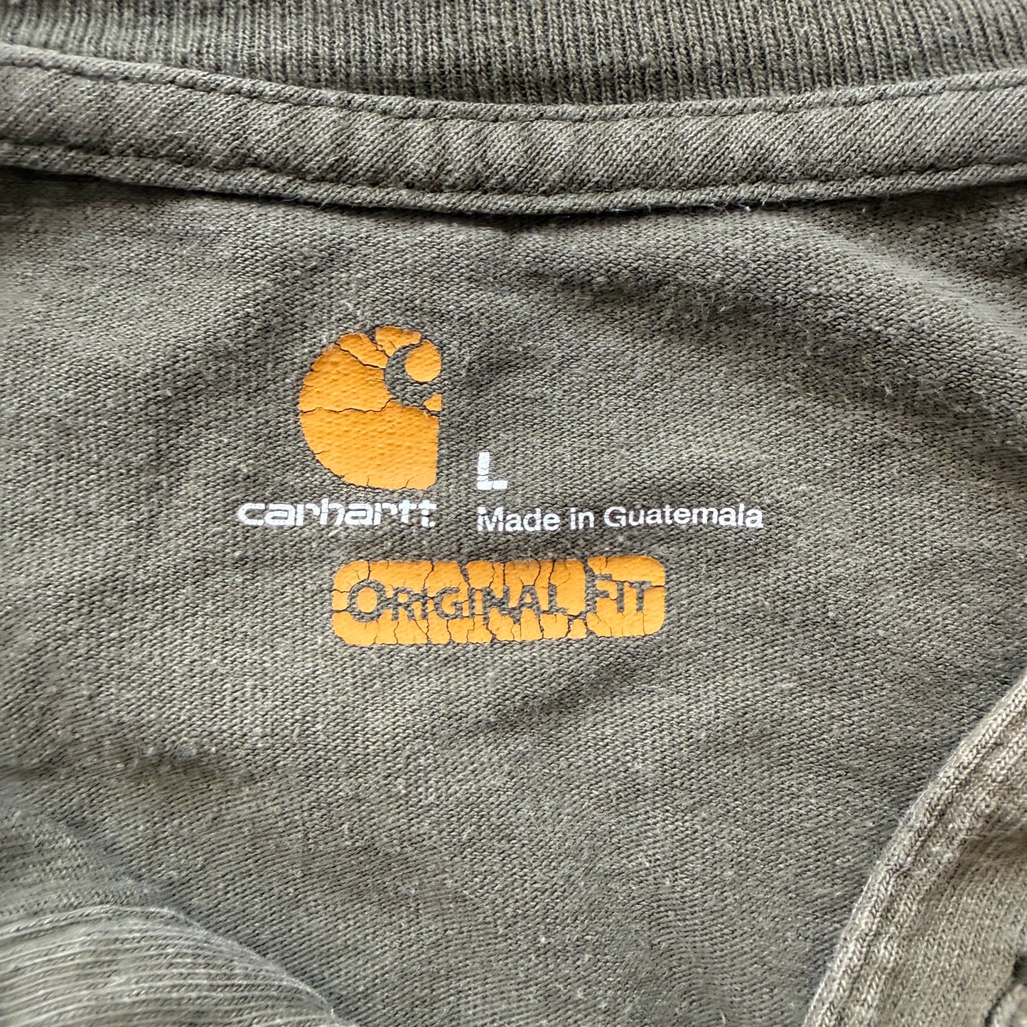 Carhartt Original Fit Men's Olive Cotton T-Shirt Long Sleeve Henley Neck Tee - L