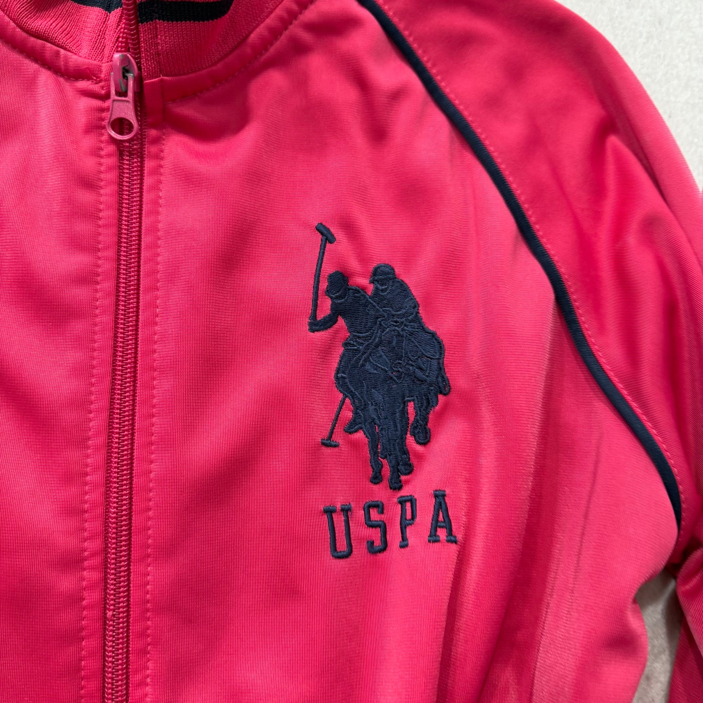 U.S. Polo Assn. Women's Hot Pink Full Zip Track Jacket Embroidered Logo Size L