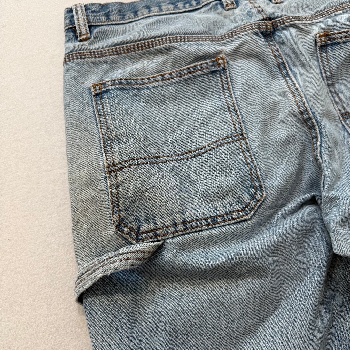Schmidt Workwear Men's Blue Denim Baggy Carpenter Jeans Utility Pockets Size 36