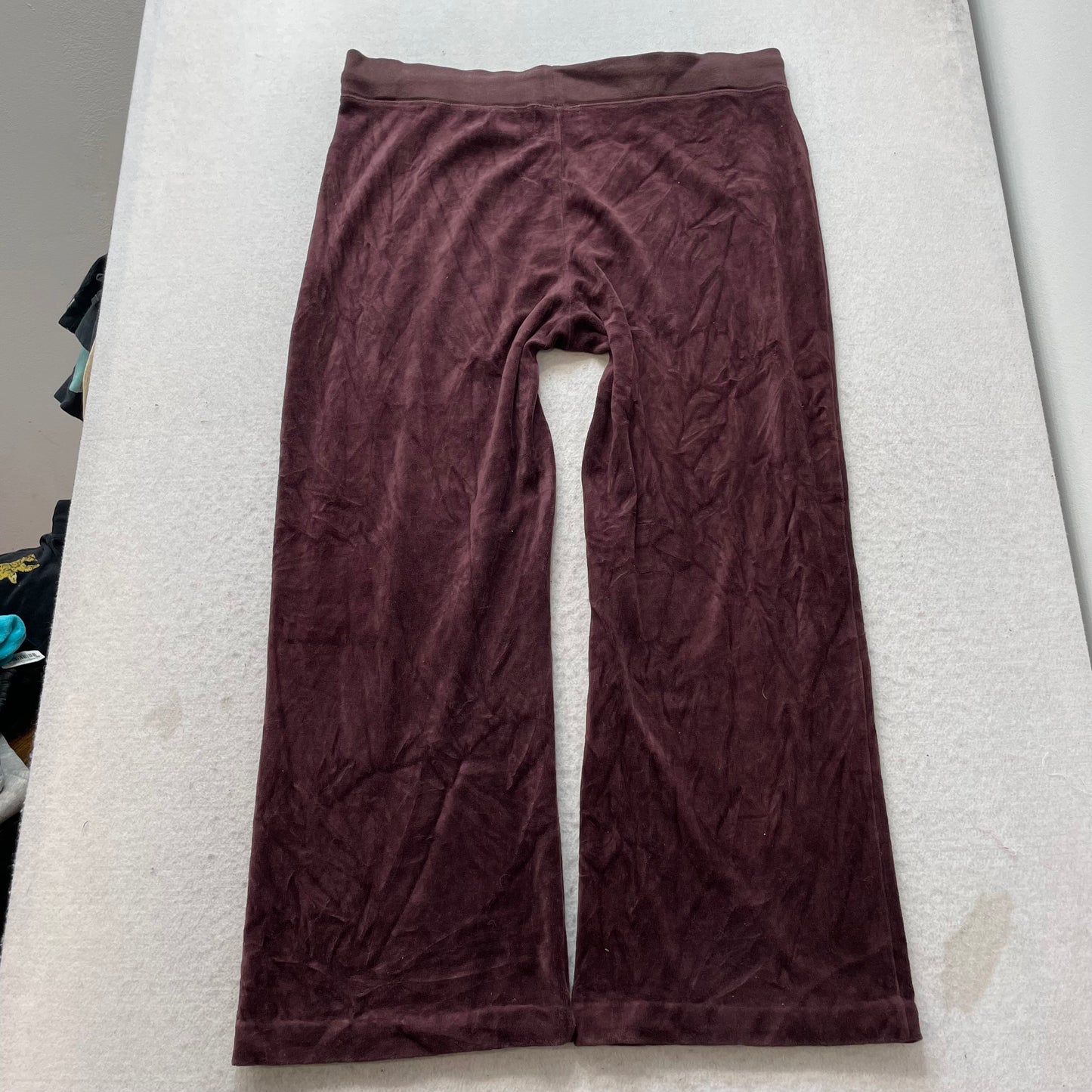 Juicy Couture Women's Burgundy Velour Wide Leg Track Pants Loungewear Size XL